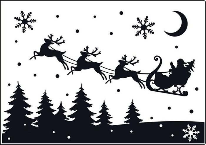 Силуэт на окно на новый год