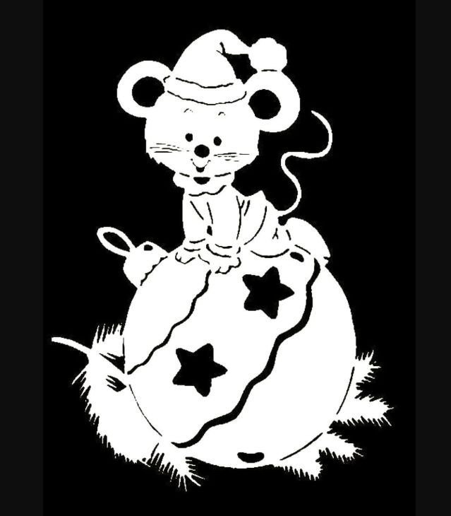 Трафареты на окна новогодние мышки