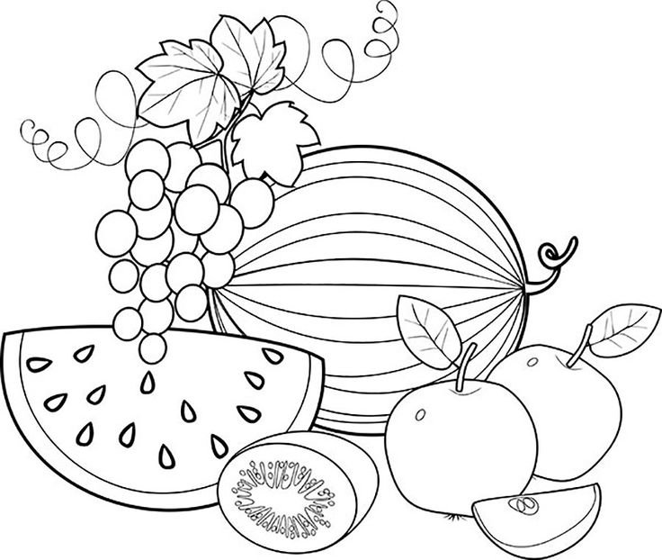 Фрукты. Раскраска