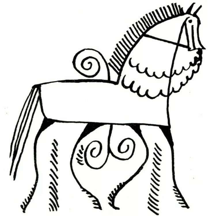 Мезенская роспись конь