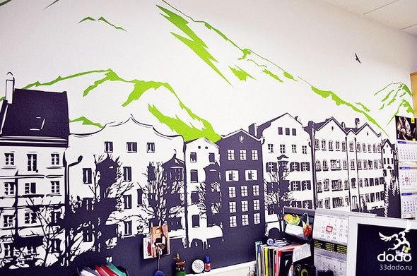 Силуэтная роспись на стене