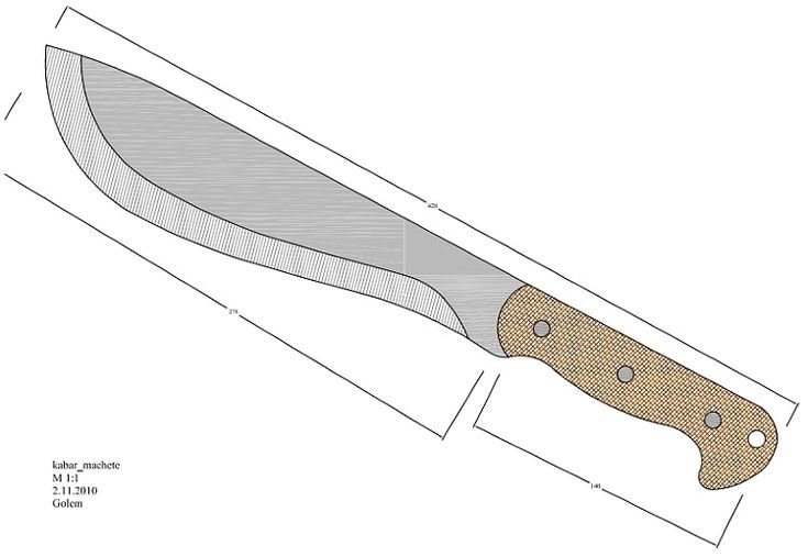 Мачете нож кукри чертеж