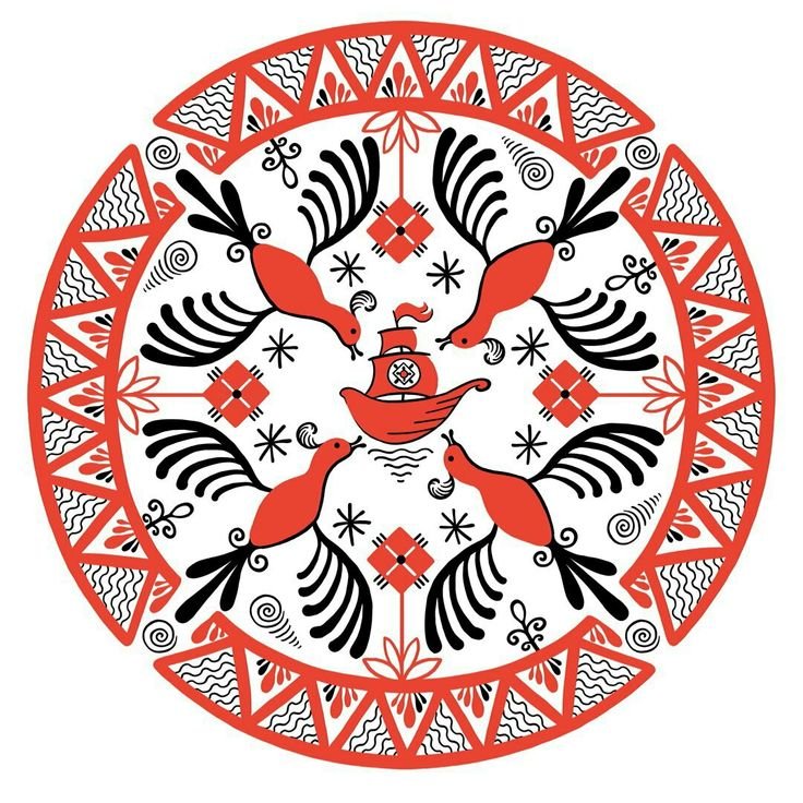 Мезенская роспись зооморфный орнамент