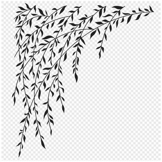 Силуэт веточки с листьями