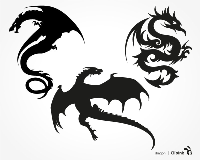 Силуэты драконов