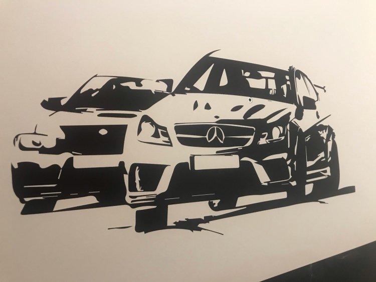 Трафарет машины на стену