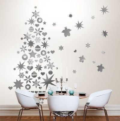 елка из снежинок на стену