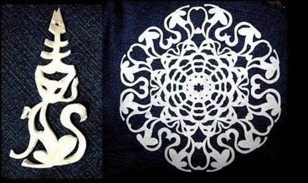 Снежинка кошка из бумаги