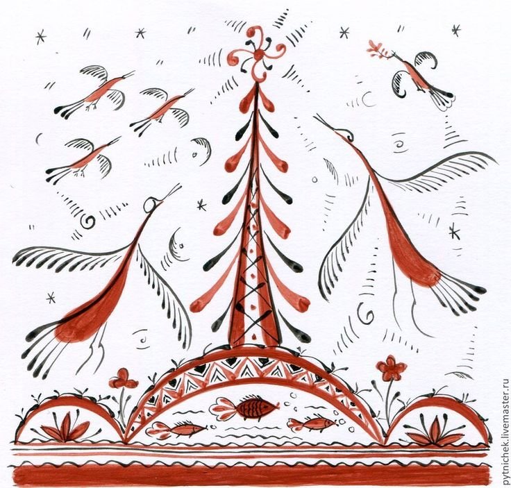 Мезенская роспись елка