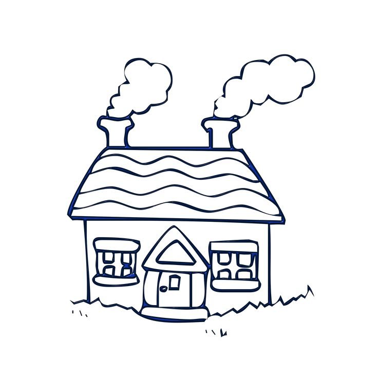 Трафарет домика с трубой