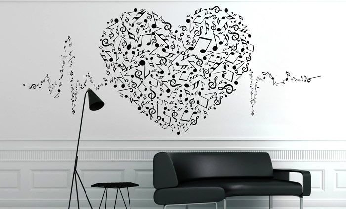 Трафарет на стене в интерьере