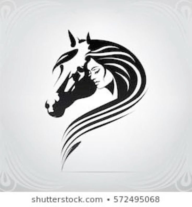 Тату силуэт лошади