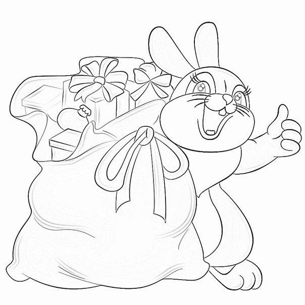 Новогодний заяц раскраска