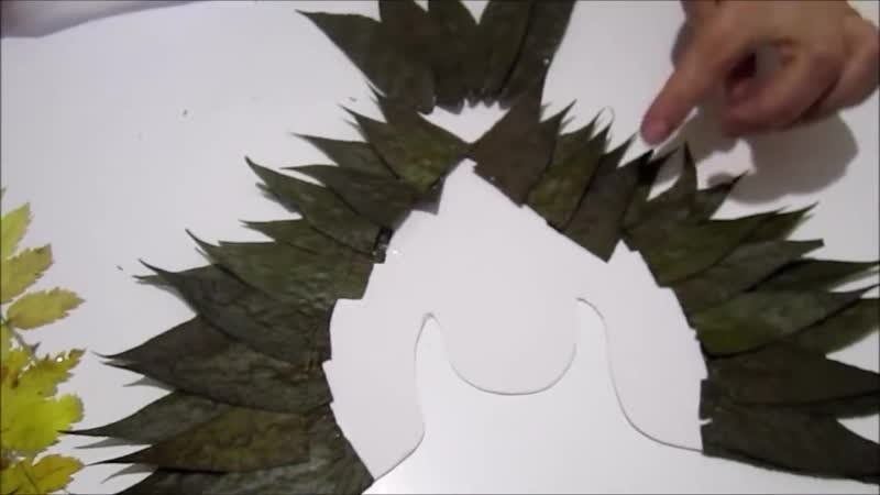 Сова из листьев макет