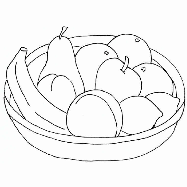 Тарелка с фруктами раскраска