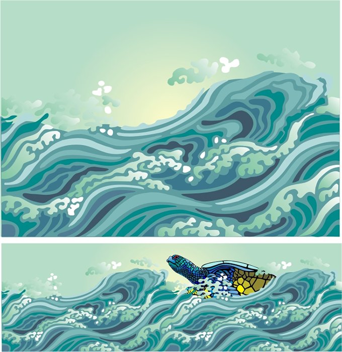 Трафарет море волны