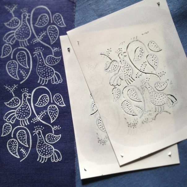 Трафаретная техника батик