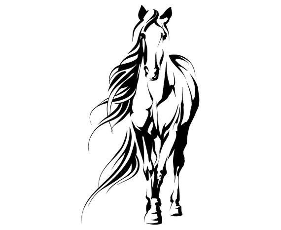 Тату силуэт лошади