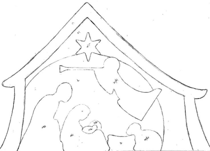 Трафарет вертепа на Рождество