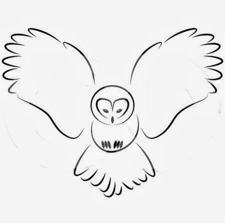 Сова контурный рисунок