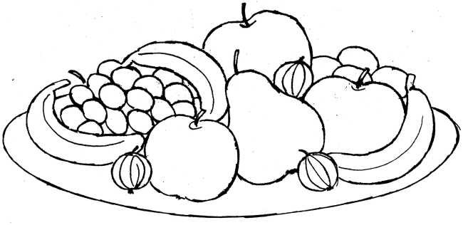 Тарелка с ф труктами раскраска