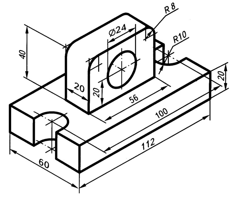 Опора чугун отверстие 24 сквозное чертеж