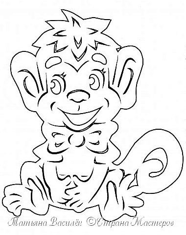 Новогодняя вытынанка обезьянка