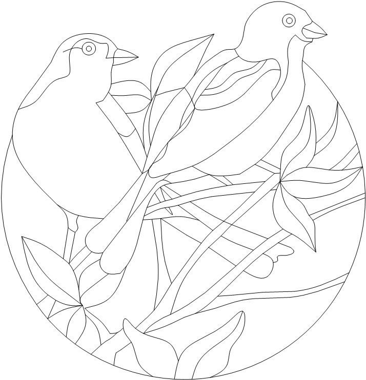 Трафарет для витража птицы