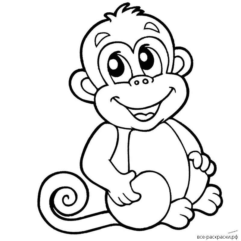 Обезьяна раскраска для детей