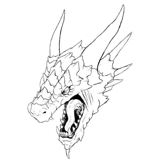 Морда дракона карандашом