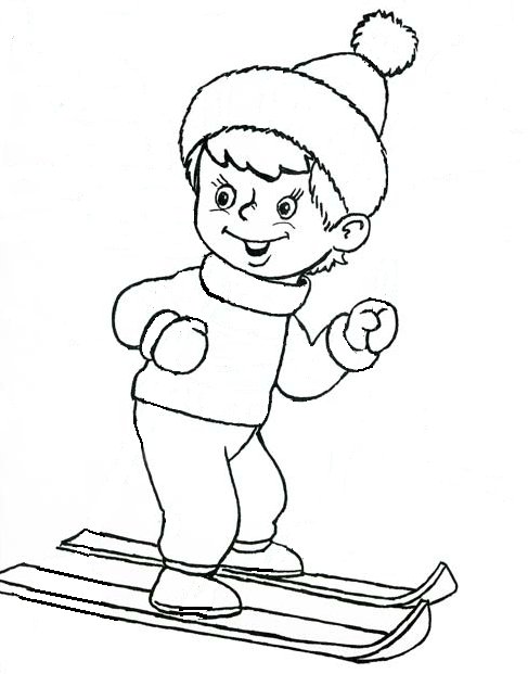 Мальчик в зимней одежде раскраска