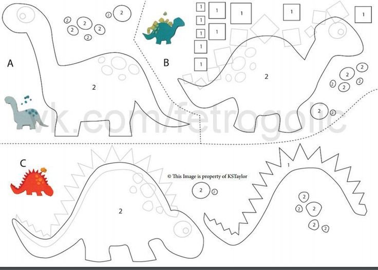 Игрушки из фетра выкройки Динозаврик