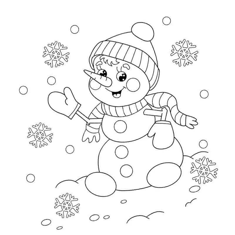 Новогодние раскраски Снеговик