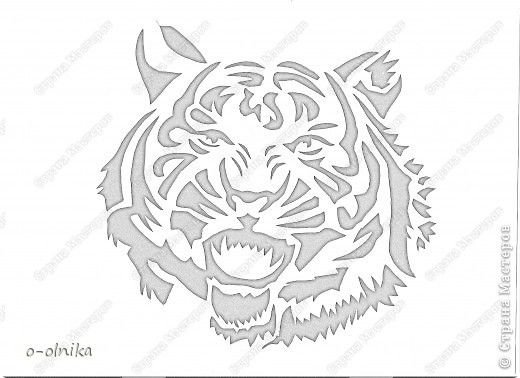 Тигр трафарет для вырезания на окна