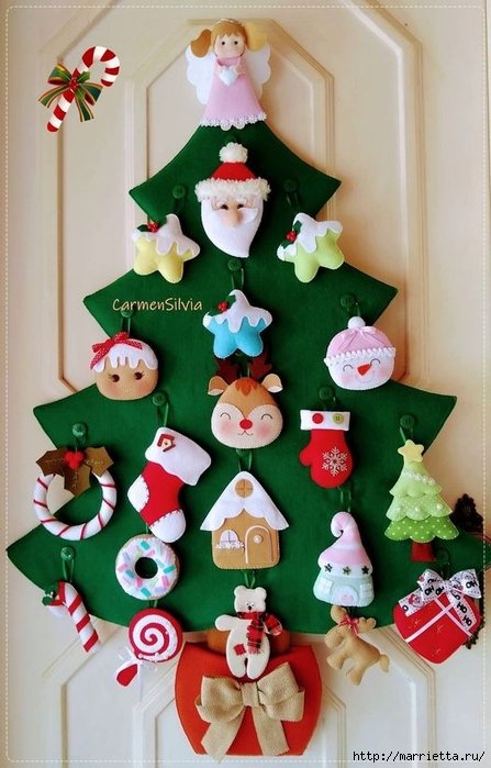 Адвент календарь елка из фетра