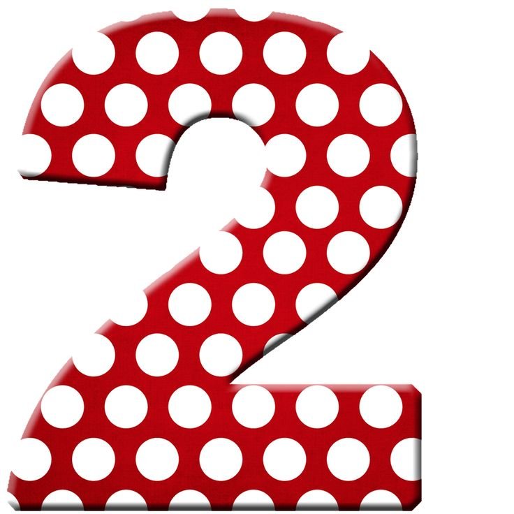 Цифра 2 красная в горошек