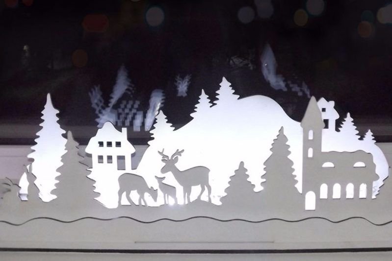 Новогодние домики на подоконник с подсветкой