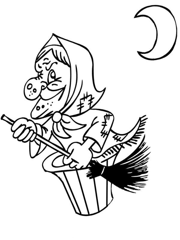 Раскраска баба Яга для детей