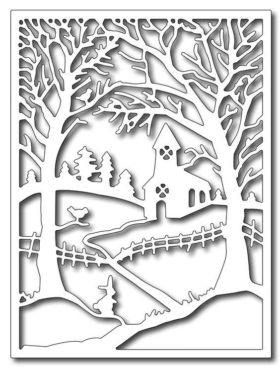 Новогодний пейзаж для вырезания