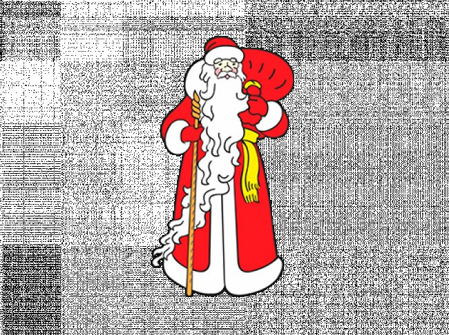 Дед Мороз на окно трафарет цветной