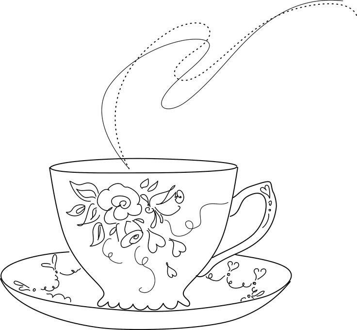 Раскраска чашка с блюдцем