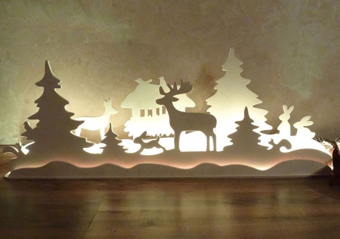 Новогоднее украшение на подоконник с подсветкой