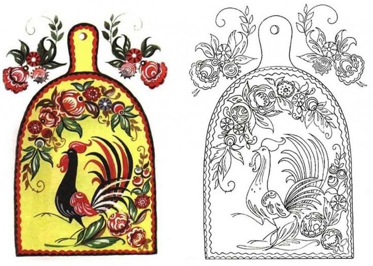 Народные промыслы - Хохломская роспись, Городецкая роспись.