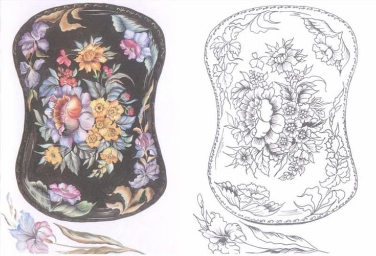 Жостовская роспись раскраска подносы