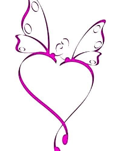 Трафарет сердце с бабочками