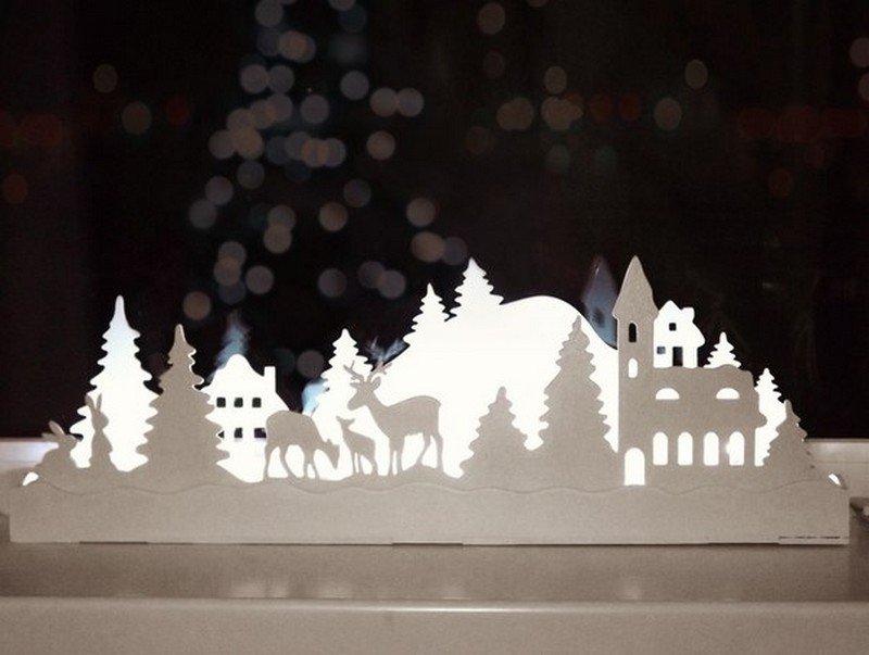 Украшения на новый год из бумаги на подоконник