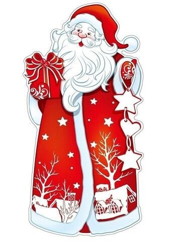 Дед Мороз на окно цветной