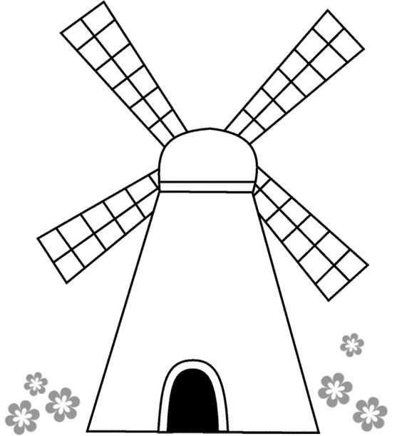 Мельница раскраска