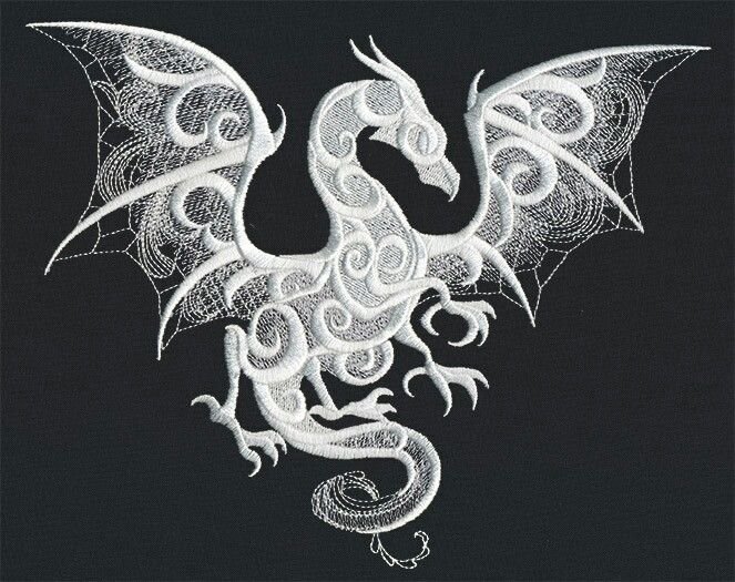 Машинная вышивка дракон