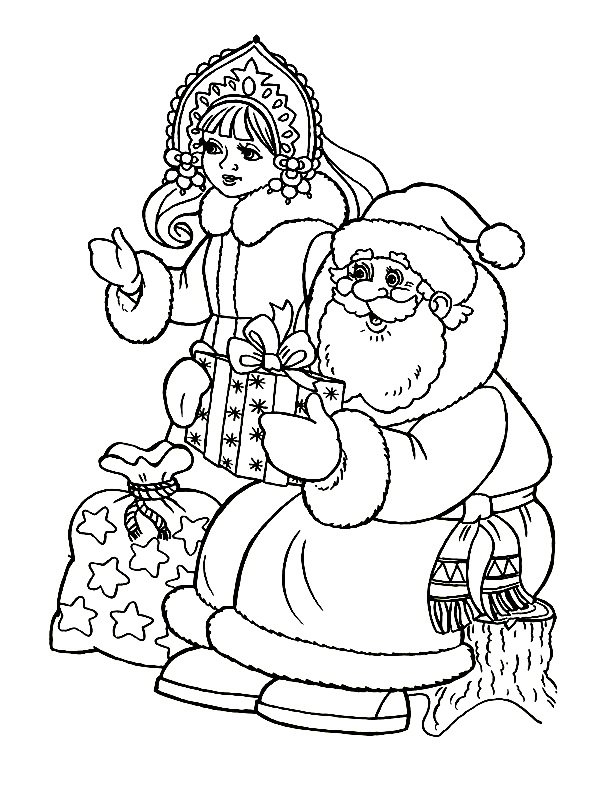 Дед Мороз раскраска для детей